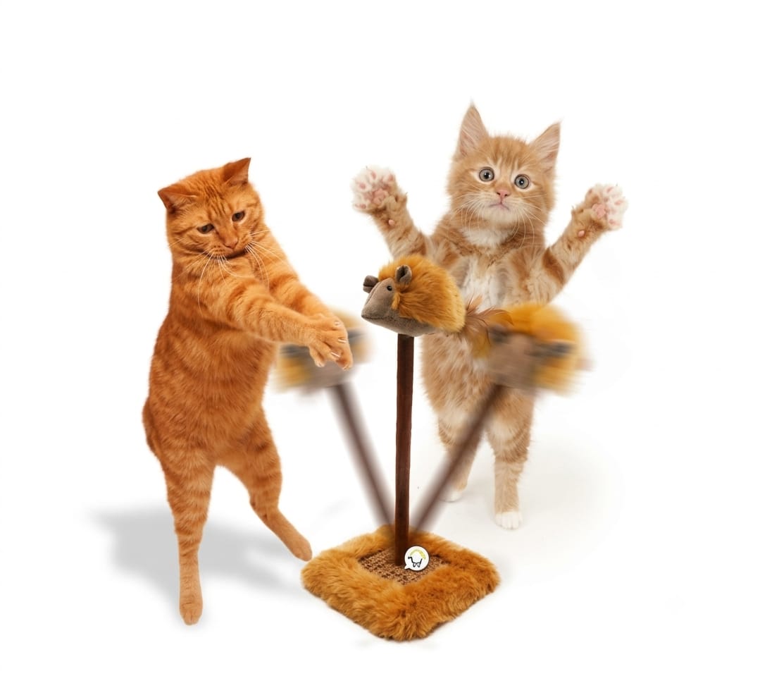 Juguete Rascador para Gatos - Con Ratón Giratorio 360°