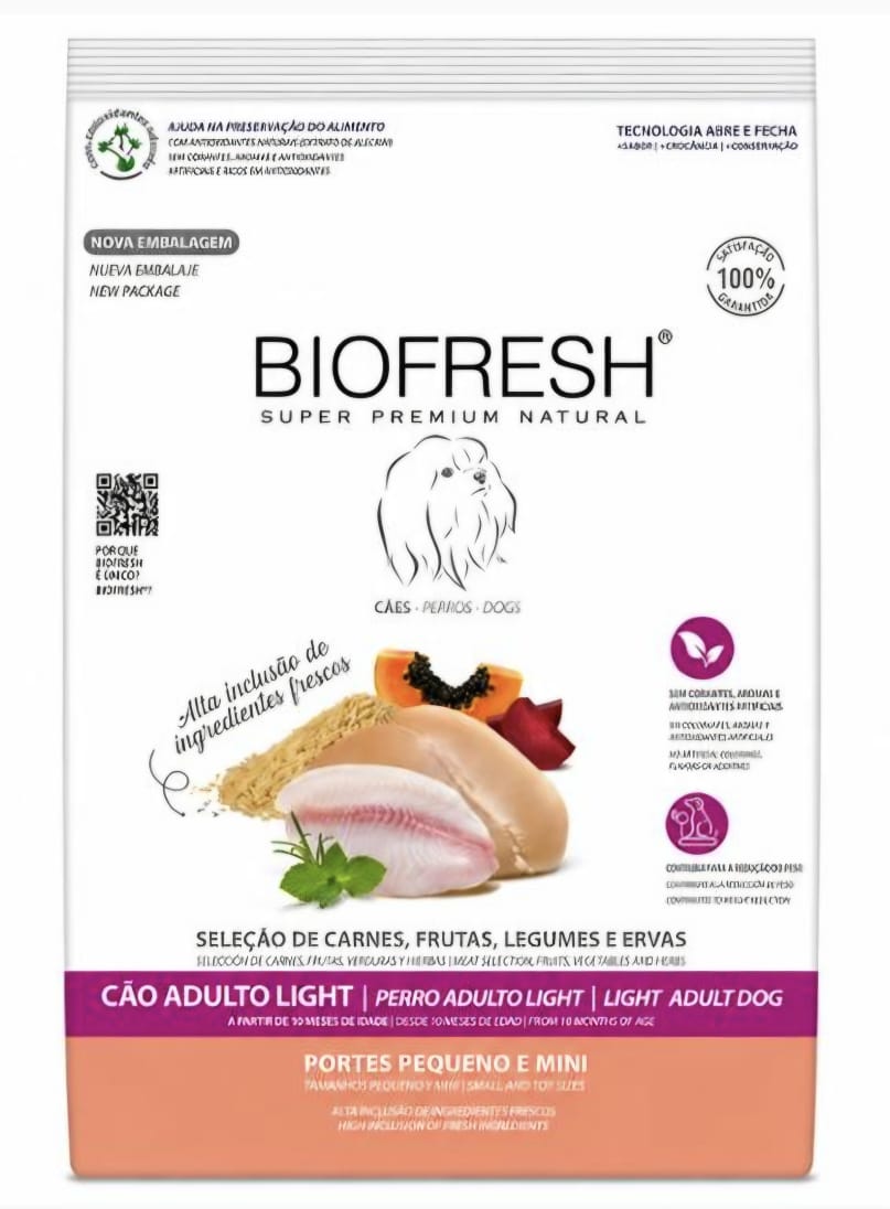 BIOFRESH SUPER PREMIUM NATURAL - Perros ADULTOS LIGHT - PORTE PEQUEÑO Y MINI