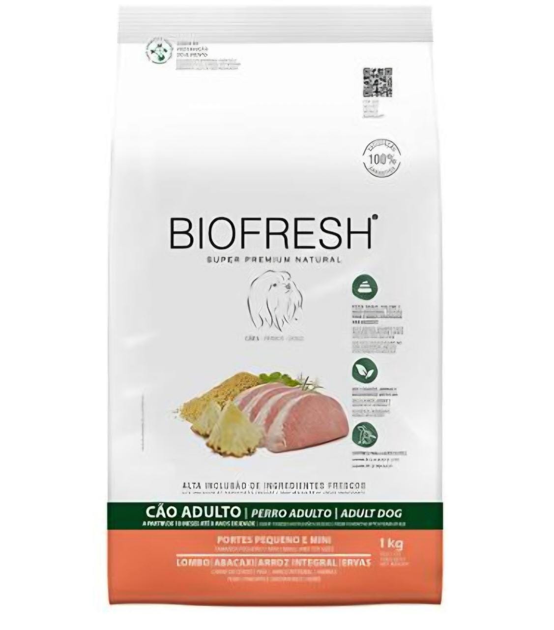 BIOFRESH SUPER PREMIUM NATURAL PERRO ADULTO PORTE PEQUEÑO Y MINI SABOR LOMO, ANANÁ, ARROZ INTEGRAL Y HIERBAS