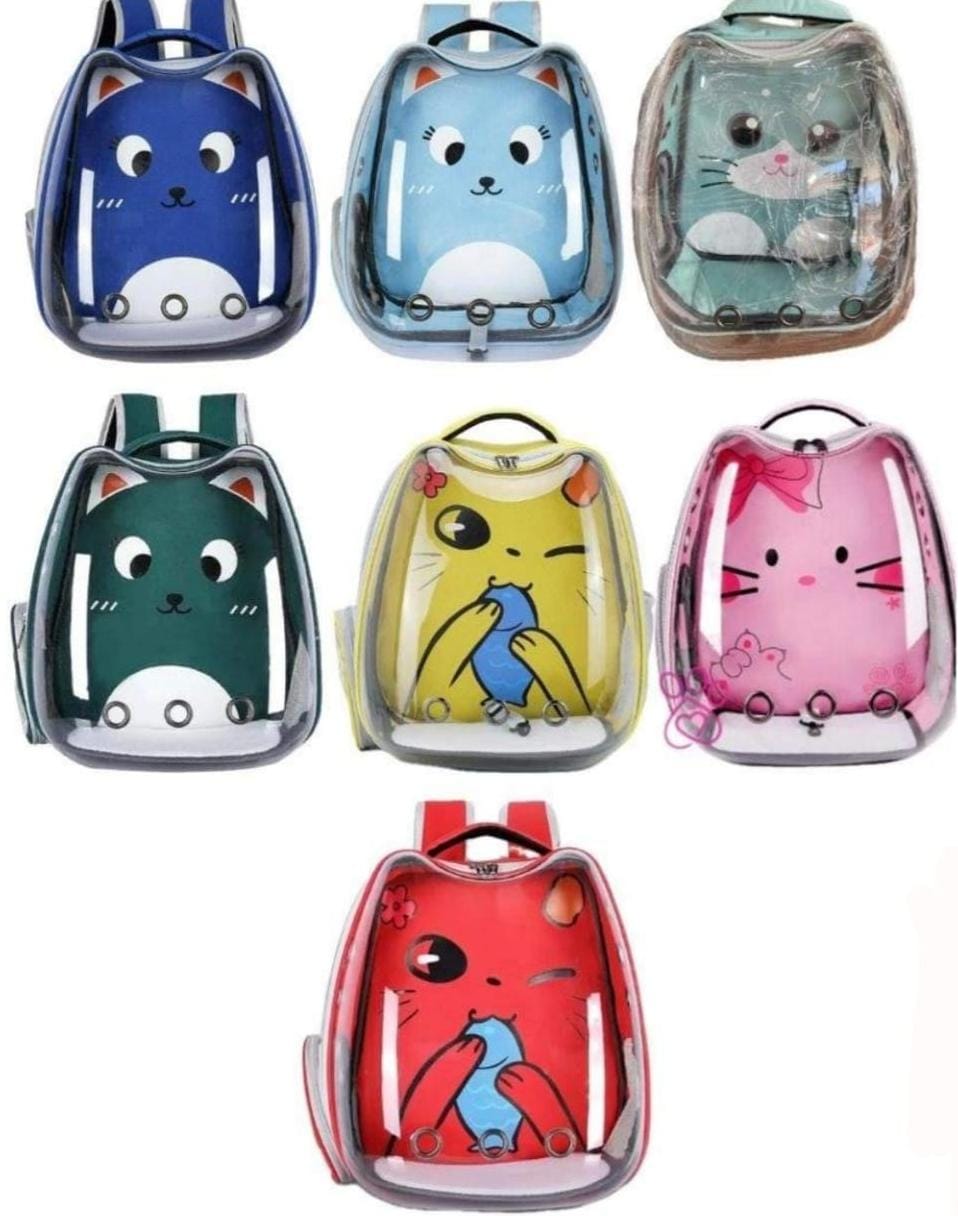 Mochila Transportadora Transparente para Gatos y Perros Pequeños - Diseño Gatito