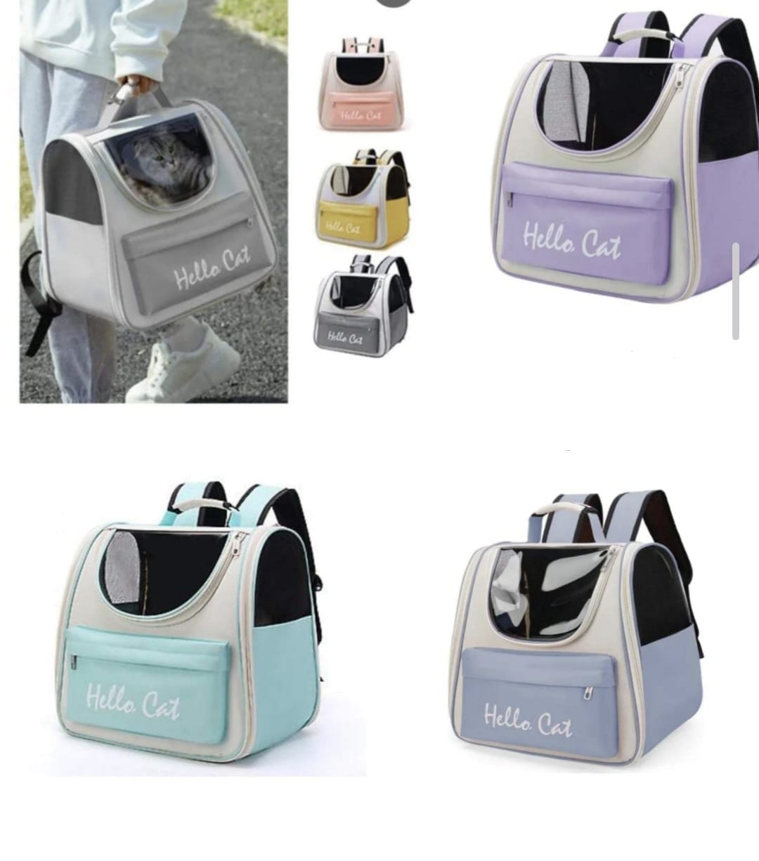 Mochila Transportadora Hello Cat para Gatos y Perros - Con Ventana y Bolsillo Frontal