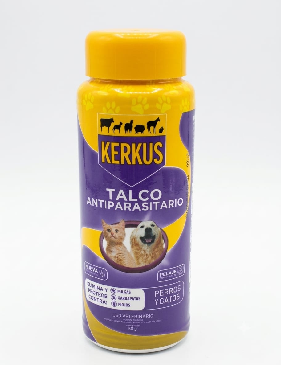Talco Antiparasitario KERKUS para Perros y Gatos 60 g