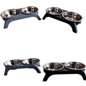 Comedero Doble Elevado para Perros y Gatos con Platos de Acero Inoxidable - Base Antideslizante | Miel & Orson