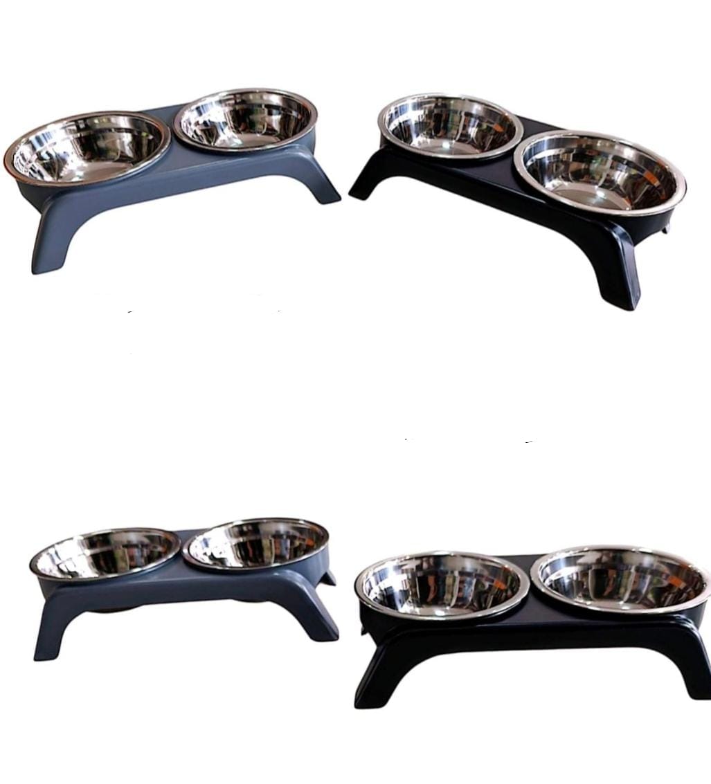 Comedero Doble Elevado para Perros y Gatos con Platos de Acero Inoxidable - Base Antideslizante | Miel & Orson