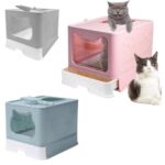 Baño para Gatos Plegable con Bandeja Extraíble | Arenero Cerrado con Entrada Superior