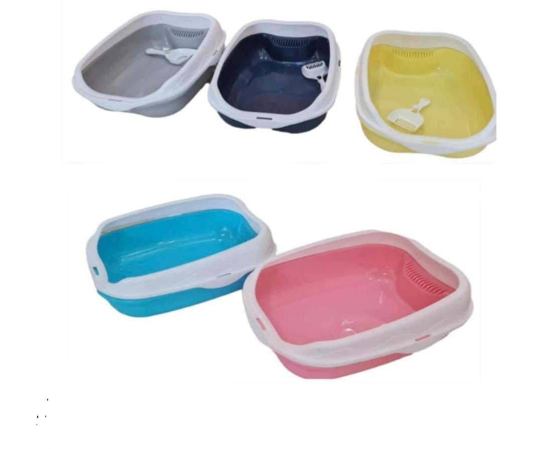 Bandeja Sanitaria para Gatos Abierta con Borde Anti Derrame | Arenero Gra