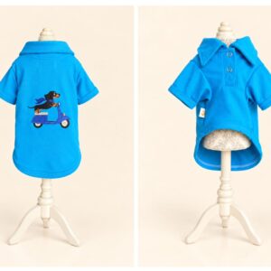 Remera PICCOLO para Perros con Bordado de Perrito en Scooter