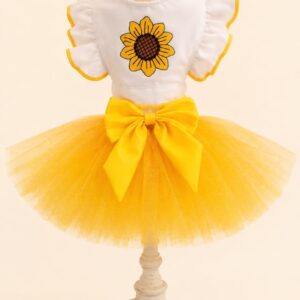 Vestido para Mascotas con Girasol, Falda de Tul y Moño