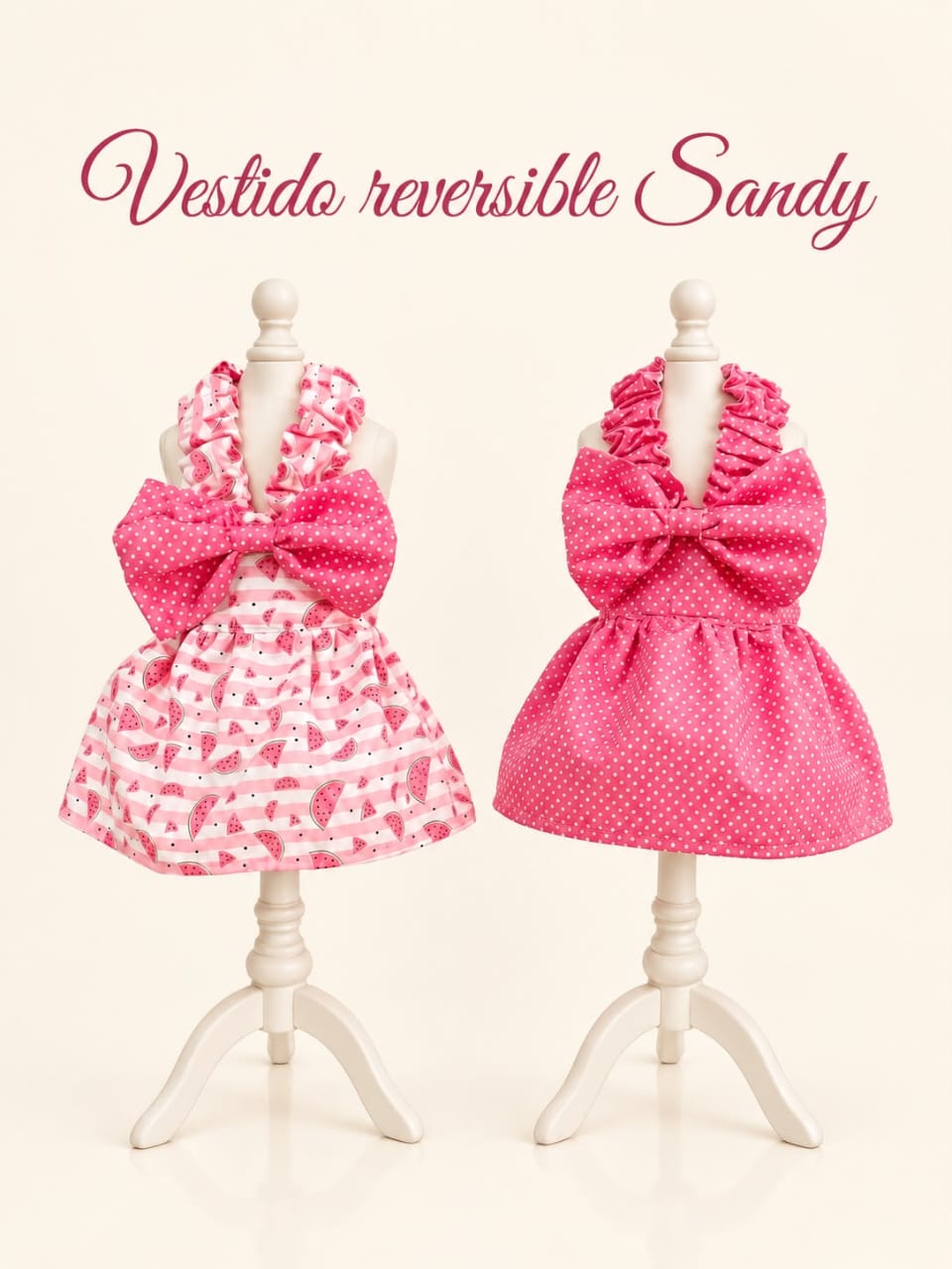 Vestido Reversible para Mascotas con Moño – Dos Diseños en Uno