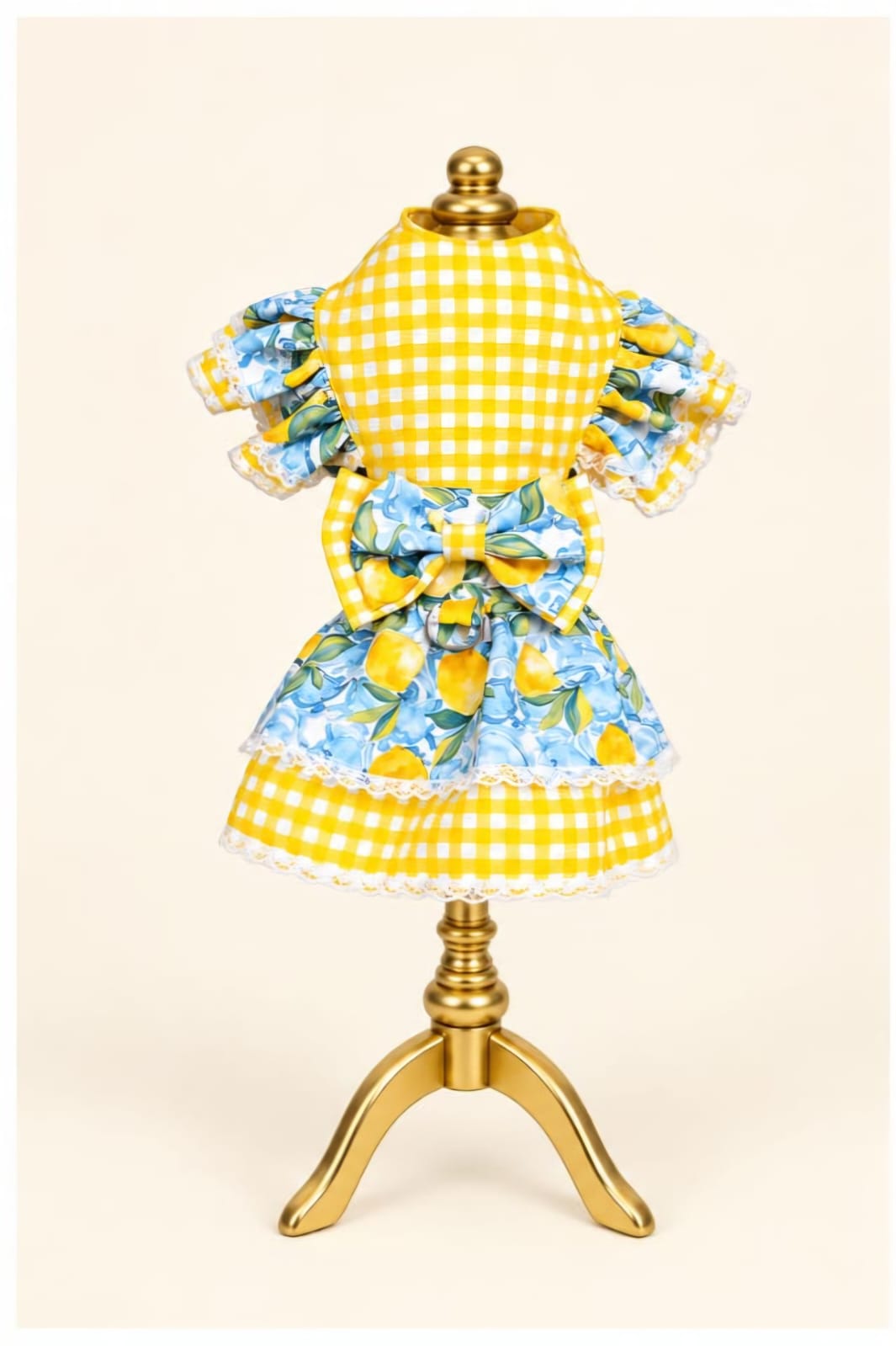 Vestido para Mascotas con Estampado de Limones, Volados y Moño
