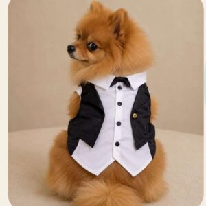 Traje Elegante para Mascotas con Camisa, Chaleco y Moño
