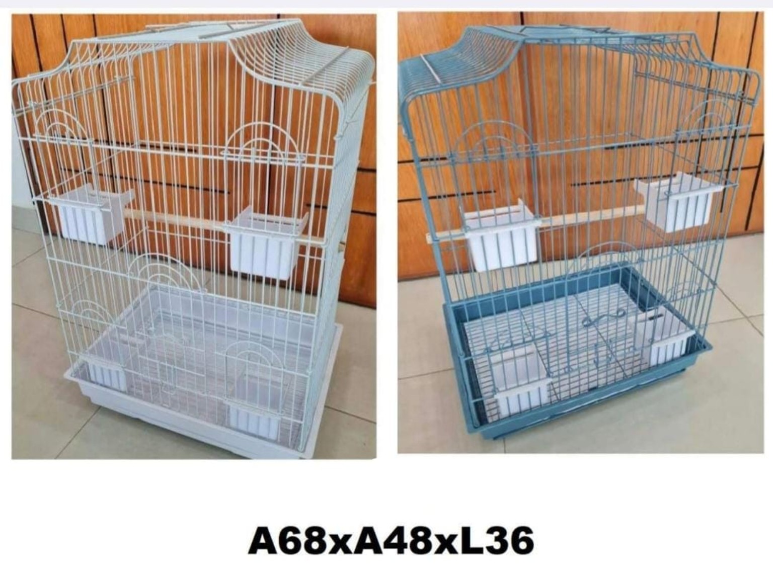 Jaula Metálica para Aves con Comederos y Bandeja Extraíble – 68 × 48 × 36 cm