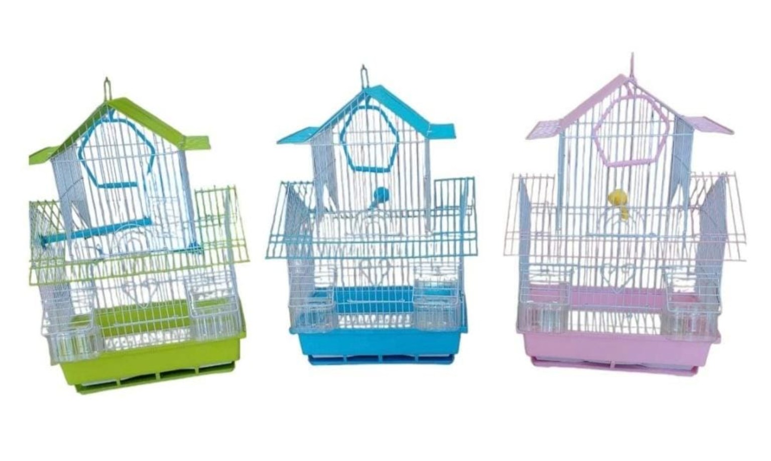 Jaula Metálica para Aves con Columpio y Comederos