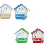 Jaula Metálica para Aves con Techo a Dos Aguas y Comederos