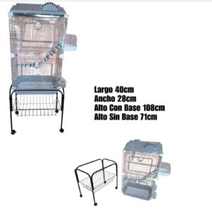 Jaula Rectangular para Pájaros con Base y Ruedas