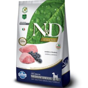 N&D Prime Perros Adultos Razas Medianas – Cordero y Arándanos
